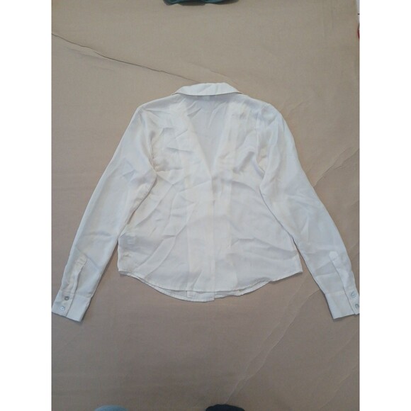 Forever 21 Contemporary Button Up Blouse Shirt Small White Corporate Minimalist - Picture 6 of 6